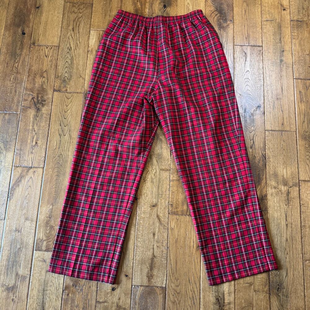 Alfred Dunner Pants Women 14 Red Plaid Pull On High Rise Tapered Elastic Waist - Picture 6 of 6